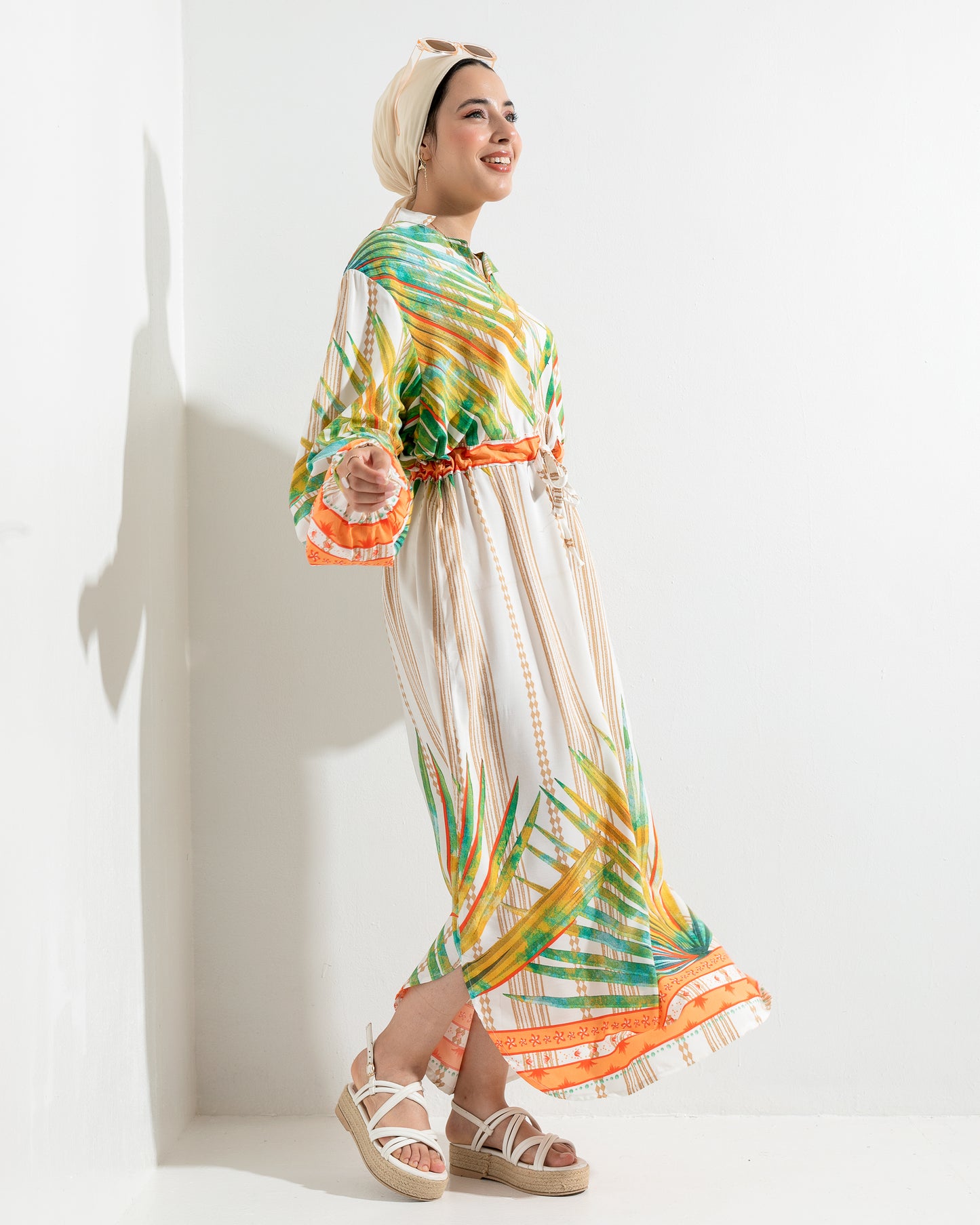 Tropical AURA white summer Dress