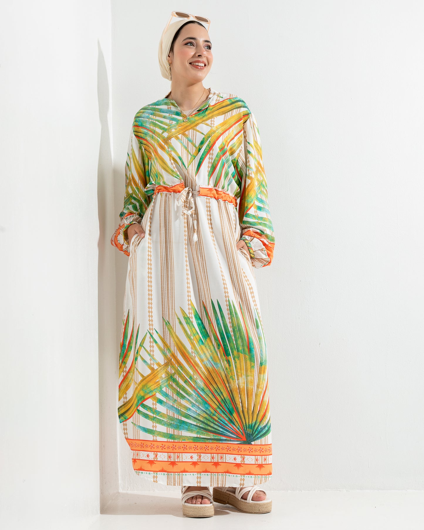 Tropical AURA white summer Dress