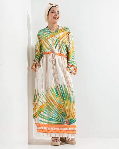 Tropical AURA white summer Dress