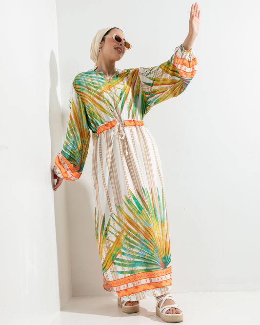Tropical AURA white summer Dress