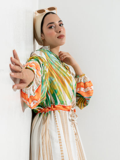 Tropical AURA white summer Dress