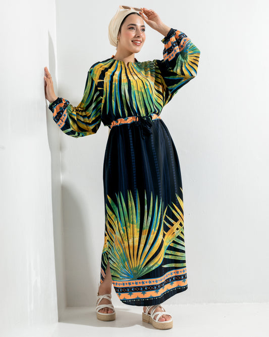 Tropical AURA Black summer Dress
