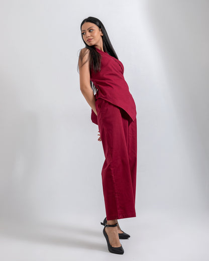 Light  Breeze Linen AURA's burgundy set
