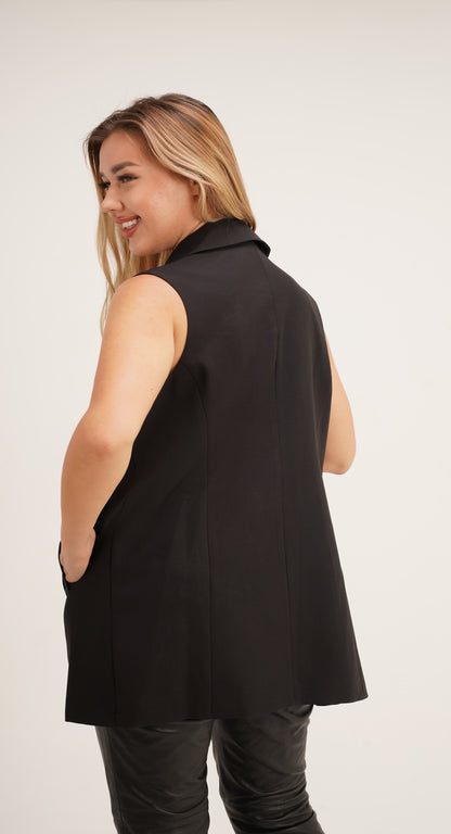 Black Elegance Sleeveless Blazer