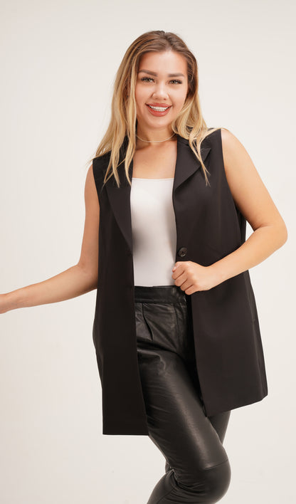 Black Elegance Sleeveless Blazer