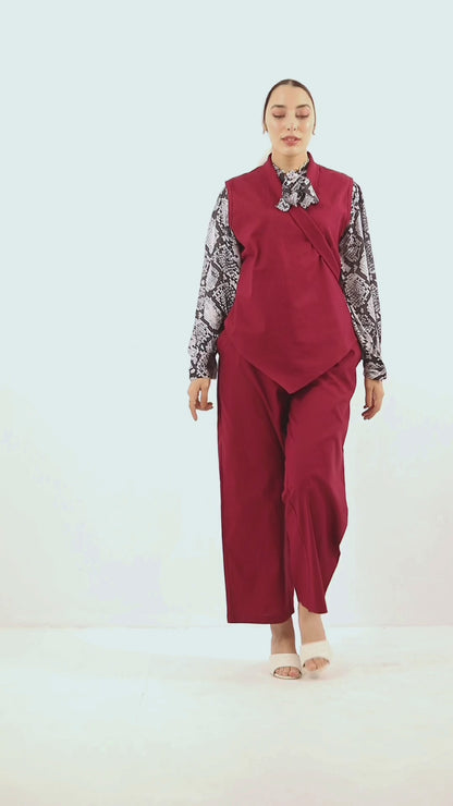 Light  Breeze Linen AURA's burgundy set