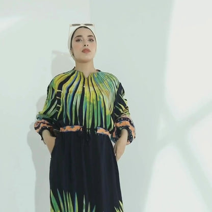 Tropical AURA Black summer Dress